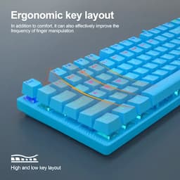 AULA S2022 Rainbow LED Backlit Mechanical Wired Gaming Keyboard with Num Lock Keys for Windows PC and 4 Kinds of Rainbow Backlight Gaming Keyboard, Blue