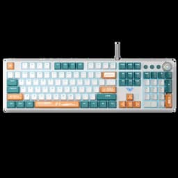 AULA F2088 Pro Mechanical Gaming Keyboard, Clicky Blue Switches, LED Rainbow Backlit, Removable Wrist Rest, Cool Square Keycaps, Full Size Wired Keyboard for Windows, Mac, PC (White and Orange and Blue
