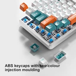 AULA F2088 Pro Mechanical Gaming Keyboard, Clicky Blue Switches, LED Rainbow Backlit, Removable Wrist Rest, Cool Square Keycaps, Full Size Wired Keyboard for Windows, Mac, PC (White and Orange and Blue