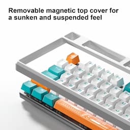 AULA F2088 Pro Mechanical Gaming Keyboard, Clicky Blue Switches, LED Rainbow Backlit, Removable Wrist Rest, Cool Square Keycaps, Full Size Wired Keyboard for Windows, Mac, PC (White and Orange and Blue