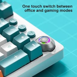 AULA F2088 Pro Mechanical Gaming Keyboard, Clicky Blue Switches, LED Rainbow Backlit, Removable Wrist Rest, Cool Square Keycaps, Full Size Wired Keyboard for Windows, Mac, PC (White and Orange and Blue