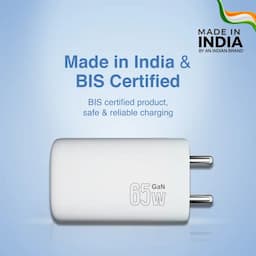 ODIO OWC65MaxPro 65W GaN Charger Adapter 3 Ports (2 PD+1 USB) Wall Charger with 100W USB Type C to C Cable BIS Certified - Compatible with Latest MacBook, Ultrabook, Phones, Smartphones, iPad & Tablets, White