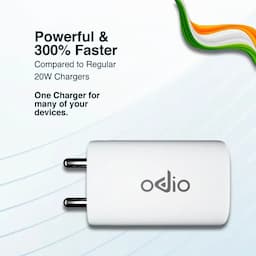 ODIO OWC65MaxPro 65W GaN Charger Adapter 3 Ports (2 PD+1 USB) Wall Charger with 100W USB Type C to C Cable BIS Certified - Compatible with Latest MacBook, Ultrabook, Phones, Smartphones, iPad & Tablets, White