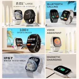 Hammer Polar, 2.01 inch IPS Always on Display, Advanced Bluetooth Calling Smartwatch, Jet Black