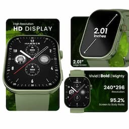 Hammer Tussle, Bluetooth Calling Smartwatch with 2.01 inch HD Display & Voice Assistant, Limelight Green