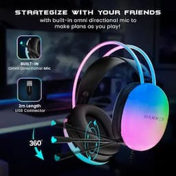 Hammer Blaze, Wired Over Ear Gaming Headphones with Mic, Black