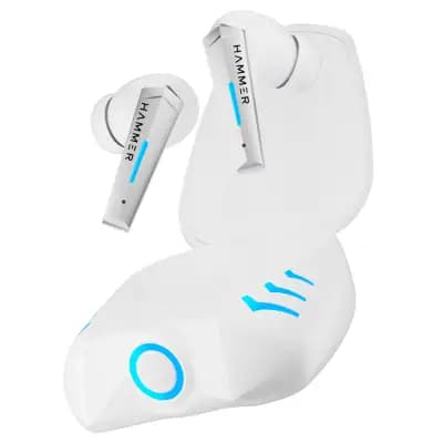Hammer Arcade, In-Ear Earbuds with RGB Lights,50ms Low Latency, 20H Playtime, True Wireless, White