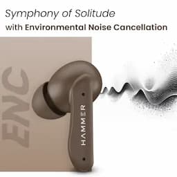 Hammer Solitude, In Ear Bluetooth v5.3 Earbuds with Upto 22H Playtime & ENC, True Wireless, Mocha Brown
