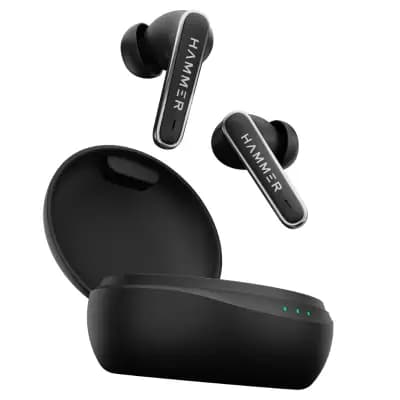 Hammer Airflow Lit, in-Ear Earbuds with Upto 20H Playtime,Touch Controls, True Wireless, Black