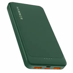 Hammer Ultra Charge 10000mAh Power Bank with 3 Output, 2 Input Ports Type-C/PD, Micro USB, Green
