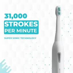 Hammer UltraFlow Electric Toothbrush and 3 Replaceable Brush Heads for Men and Women, 6 Brushing Modes, White