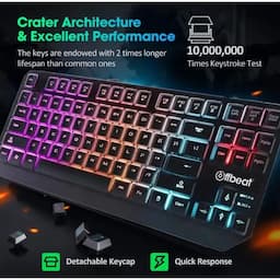Offbeat Dexter Pro Gaming RGB Keyboard Backlit Mechanical Feel Like Wireless Gaming Keyboard for PC, Laptop, Mac, Ipad, Black