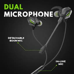 SpinBot W20 BattleBudz, Wired in Ear Gaming Earphones with mic for Mobile, PC,Laptop, Xbox One, PS4, PS5 (Green)