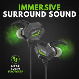 SpinBot W20 BattleBudz, Wired in Ear Gaming Earphones with mic for Mobile, PC,Laptop, Xbox One, PS4, PS5 (Green)