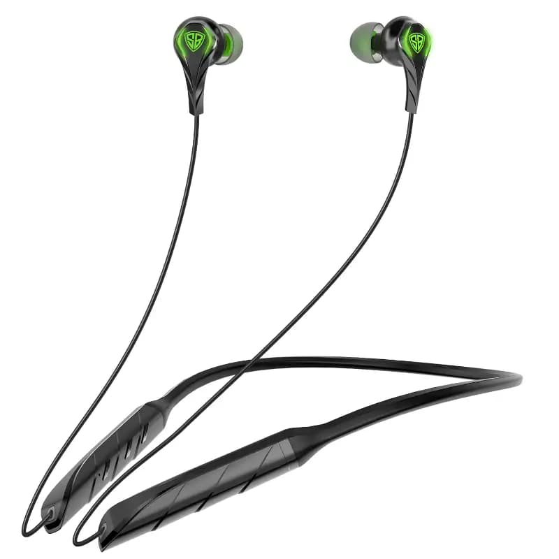 SpinBot BattleBudz NX550, Ultra Low Latency Gaming Neckband with Dual Mode and ENC Mic Bluetooth Headset, True Wireless, Black