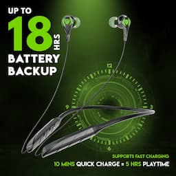 SpinBot BattleBudz NX550, Ultra Low Latency Gaming Neckband with Dual Mode and ENC Mic Bluetooth Headset, True Wireless, Black