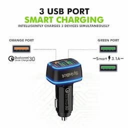 SpinBot CC3Q-NC ChargeUp, 3 Ports 30W Quick Charge 3.0 Car Charger Fast Charging (Without Cable)