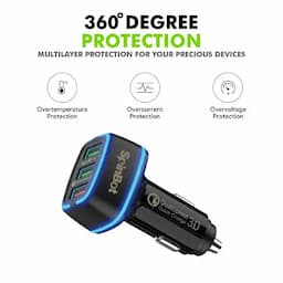 SpinBot CC3Q-NC ChargeUp, 3 Ports 30W Quick Charge 3.0 Car Charger Fast Charging (Without Cable)