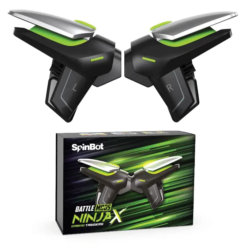 SpinBot BattleMods NinjaX, 5X Faster with Capacitive Conduction, for BGMI/Free Fire Max/COD Mobile, Mobile Gaming Triggers
