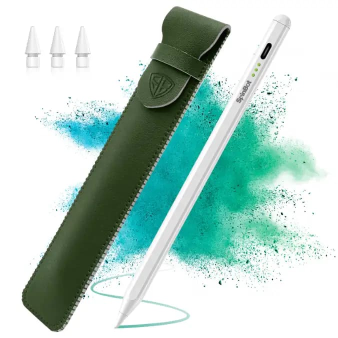 SpinBot 715K 2nd Gen Stylus Pen with Quick Charge, iPad Pencil with Palm Rejection, Tilt Sensor, Precise for Writing/Drawing| for iPad 6/7/ 8/ 9th Gen; iPad 10.2", Pro 11/12.9", Mini 5/6th, Air 3/4th Gen