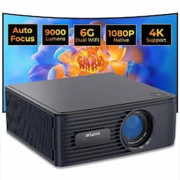 WZATCO Alpha X Projector, 9000 Lumens, 1080P Resolution, 4K HDR And HLG Content, HDMI ARC, Wifi-6, BT, 2GB RAM, Quad Core CPU, Black