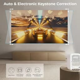 WZATCO CE, Full HD Native 1080P 770 ANSI, 4K Android Projector, HDMI ARC, Dust Proof, Auto (Focus + Keystone + Tilt + Screen Fit + Obstacle Shift),10W Speaker, WiFi 6, BT, for Home, Outdoor, White