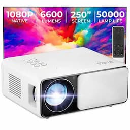WZATCO Yuva Plus (Upgraded), Native 1080P Full HD with 4K Support, 420 ANSI Lumens, 250" Screen, 5 Watt HiFi Speaker, Slide Lens Door, Projector